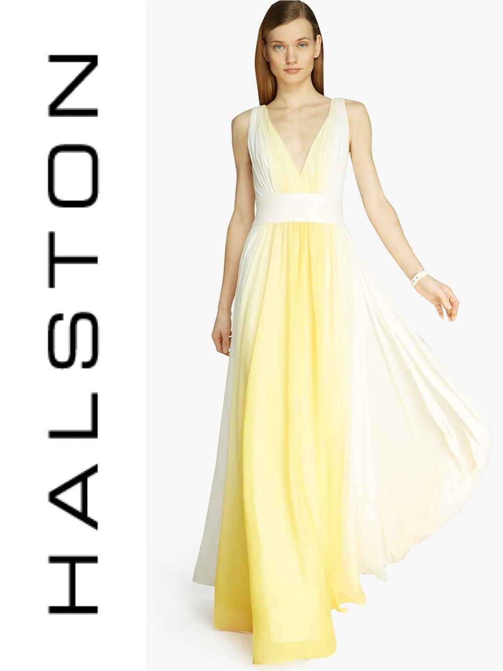 HALSTON HERITAGE Ombre Chiffon Gown